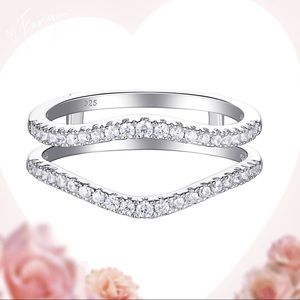 ❤️925 sterling silver curve wedding band bridal jewelry with gift box